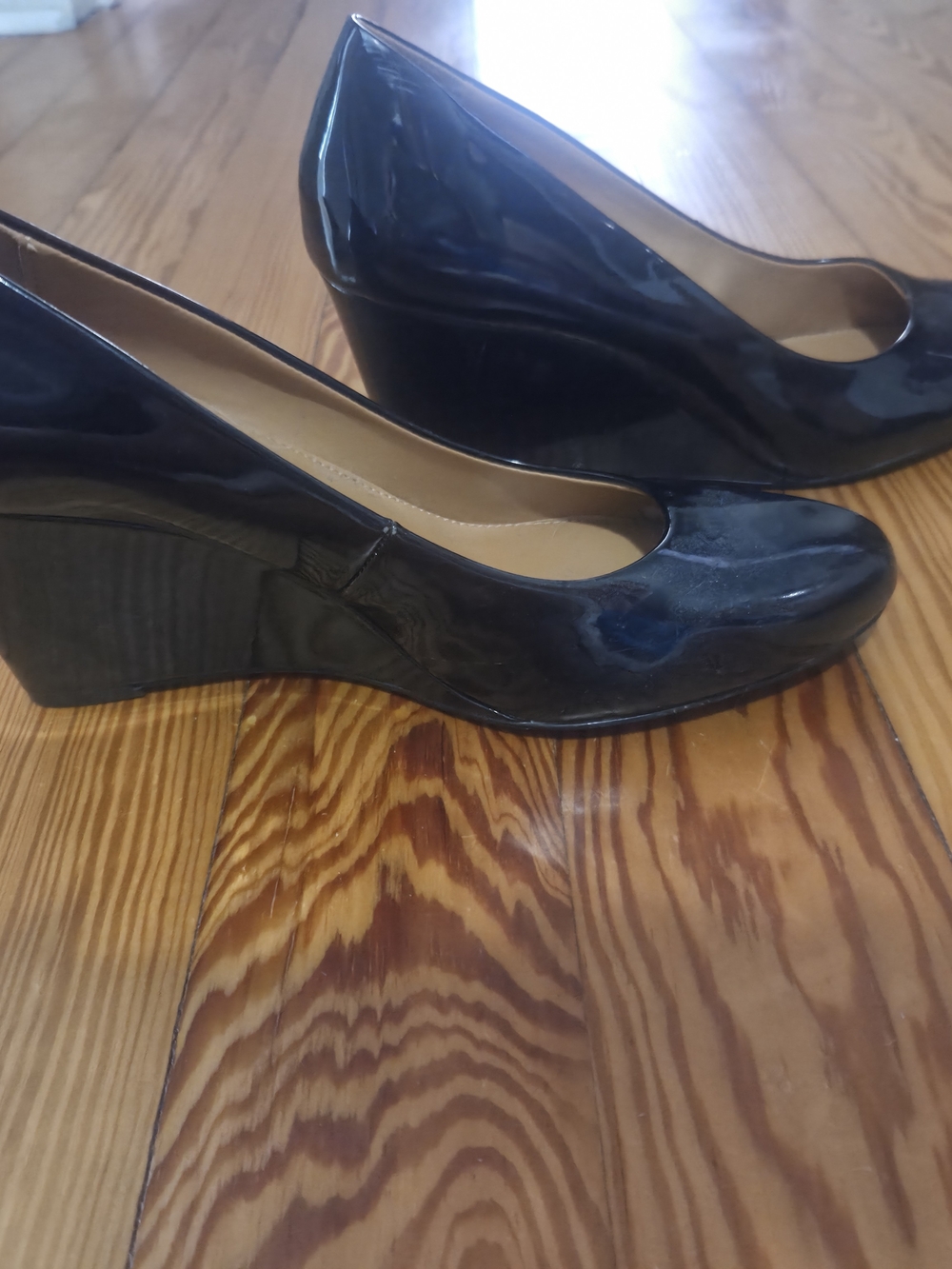 J. Crew Black Patent Leather Wedge Pumps